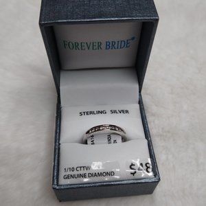 NIB Forever Bride Sterling Silver 1/10 CTTW Diamond Band Ring Sz 7